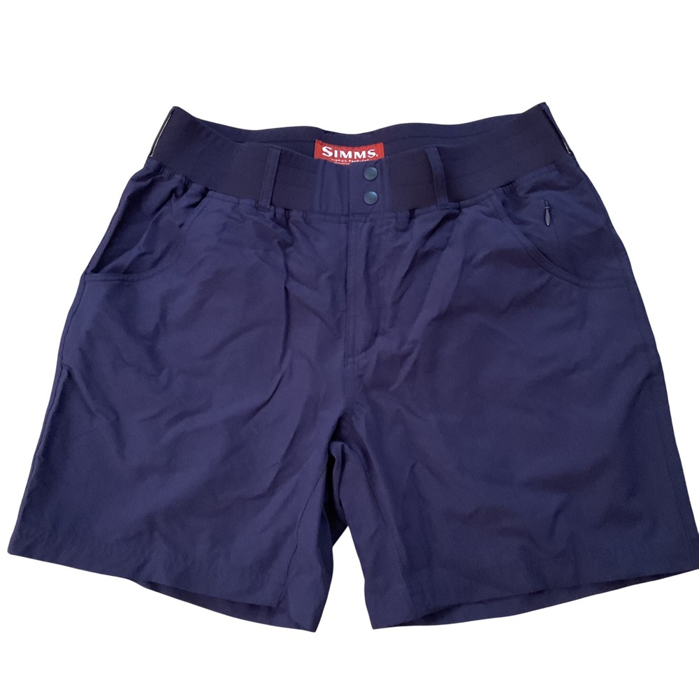 Simms Fishing Products Womens Medium Navy Purple Hiking Fishing Shorts Rib Waist